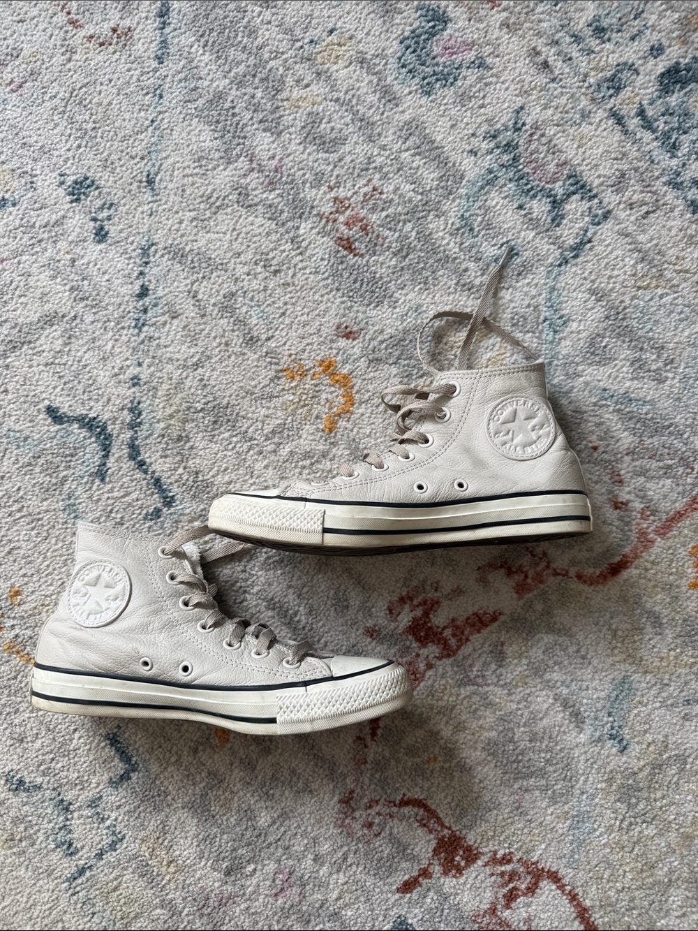 Converse Off White Leather High-Top Sneakers